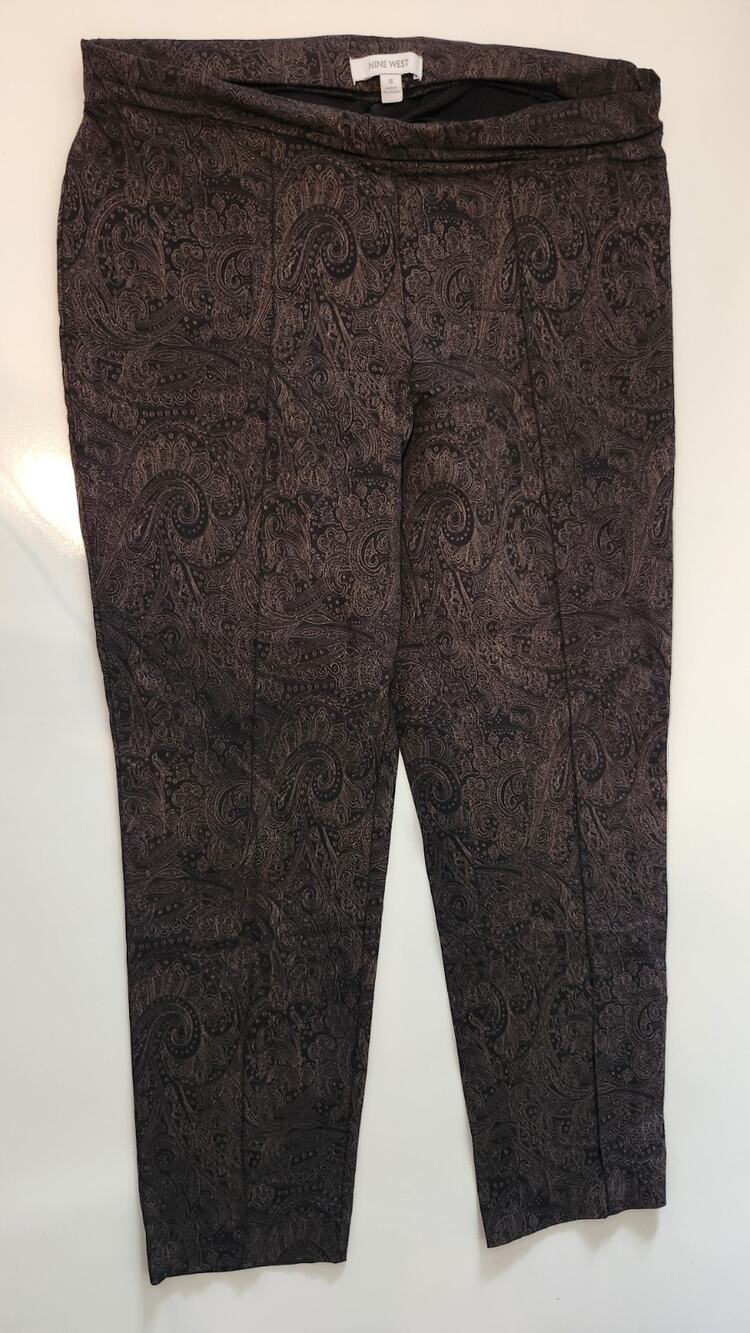 Nine West Womens Paisley Dress Pants Trousers Flat Front Stretch Size 16 #436